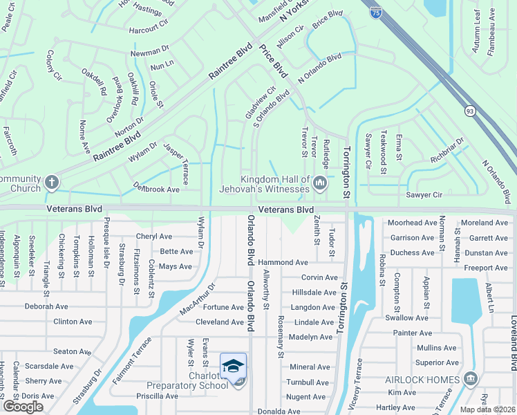 map of restaurants, bars, coffee shops, grocery stores, and more near 17 Orlando Boulevard in Port Charlotte