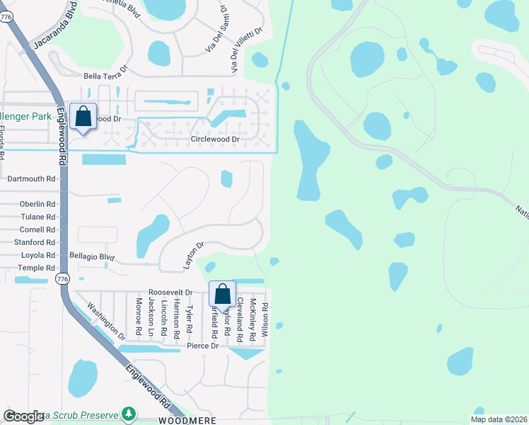 map of restaurants, bars, coffee shops, grocery stores, and more near 5162 Layton Drive in Venice