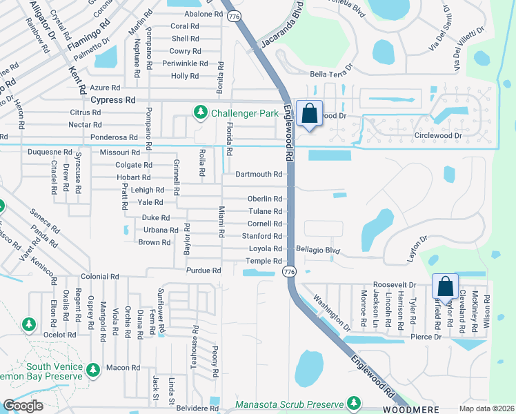 map of restaurants, bars, coffee shops, grocery stores, and more near 108 Cornell Road in Venice
