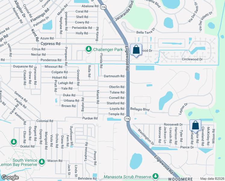 map of restaurants, bars, coffee shops, grocery stores, and more near 108 Cornell Road in Venice