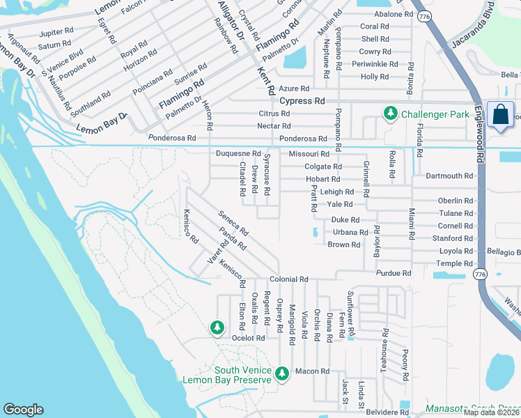 map of restaurants, bars, coffee shops, grocery stores, and more near 875 Gull Road in Venice