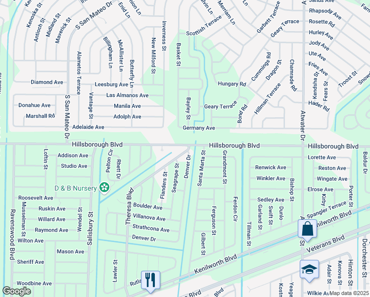 map of restaurants, bars, coffee shops, grocery stores, and more near 19495 Hillsborough Boulevard in Port Charlotte