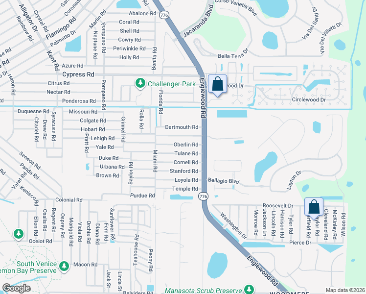 map of restaurants, bars, coffee shops, grocery stores, and more near 105 Clemson Road in Venice