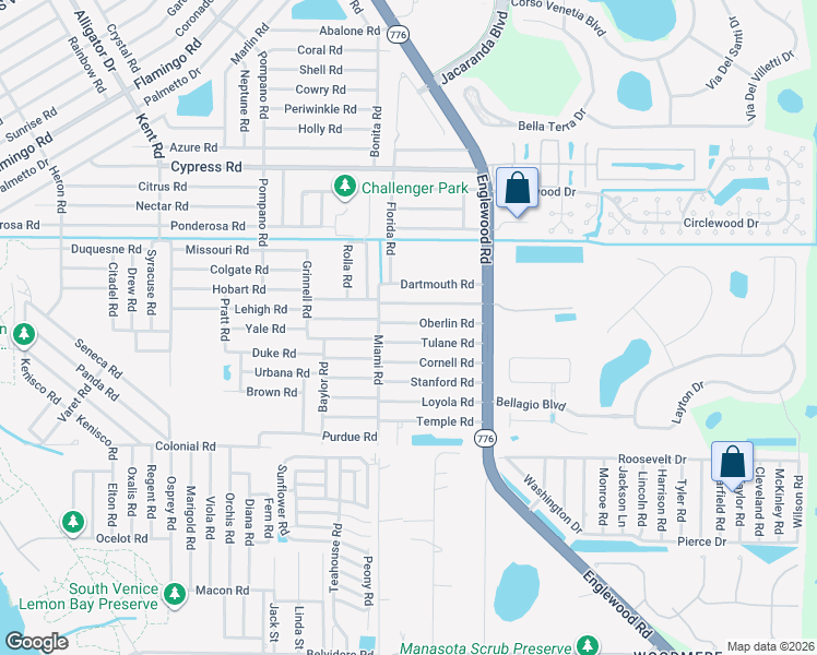map of restaurants, bars, coffee shops, grocery stores, and more near 207 Clemson Road in Venice