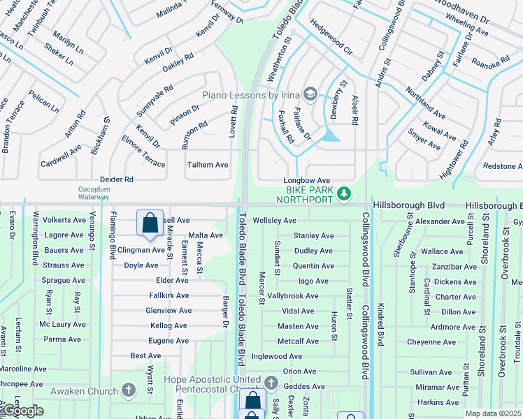 map of restaurants, bars, coffee shops, grocery stores, and more near 17323 Hillsborough Boulevard in Port Charlotte