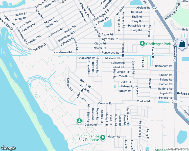 map of restaurants, bars, coffee shops, grocery stores, and more near 5391 Drew Road in Venice