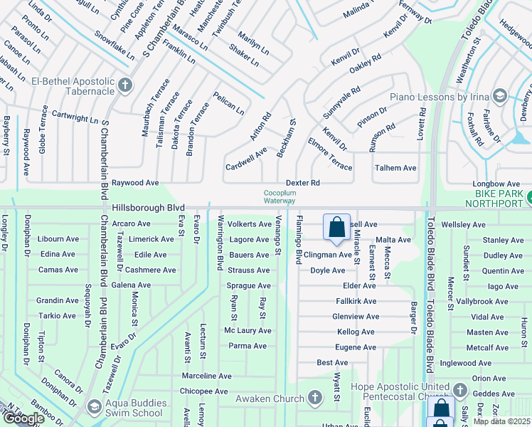 map of restaurants, bars, coffee shops, grocery stores, and more near 1442 Hillsborough Boulevard in North Port