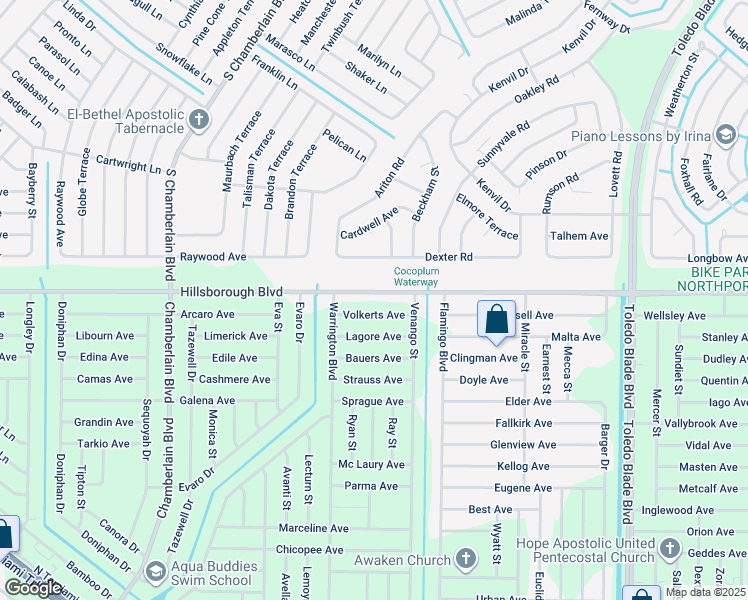 map of restaurants, bars, coffee shops, grocery stores, and more near 1502 Hillsborough Boulevard in North Port