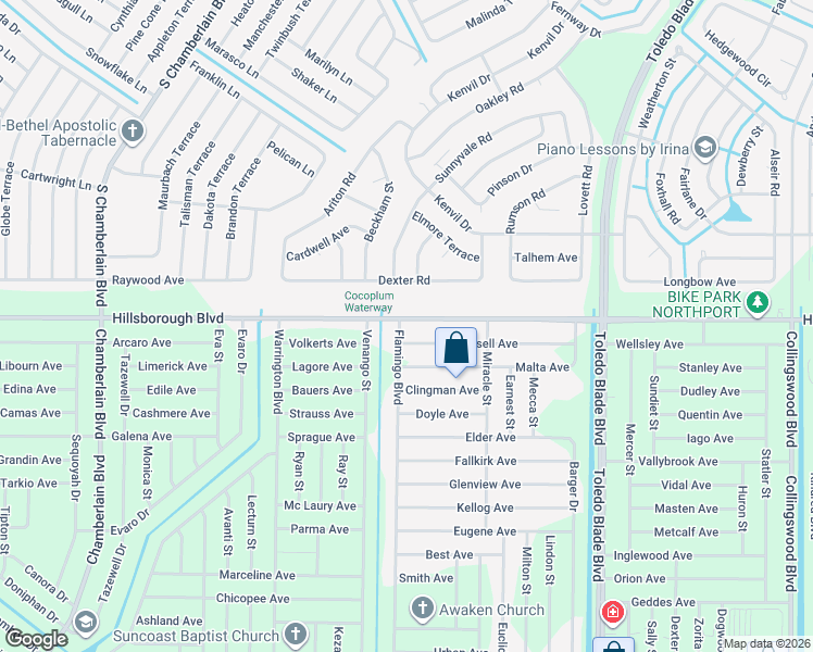 map of restaurants, bars, coffee shops, grocery stores, and more near 1376 Hillsborough Boulevard in North Port