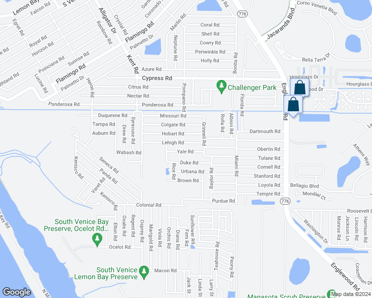 map of restaurants, bars, coffee shops, grocery stores, and more near 560 Yale Road in Venice