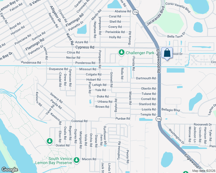 map of restaurants, bars, coffee shops, grocery stores, and more near 487 Lehigh Road in Venice