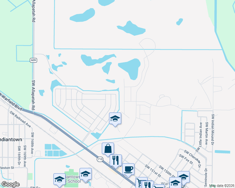 map of restaurants, bars, coffee shops, grocery stores, and more near 14341 Southwest Divot Drive in Indiantown