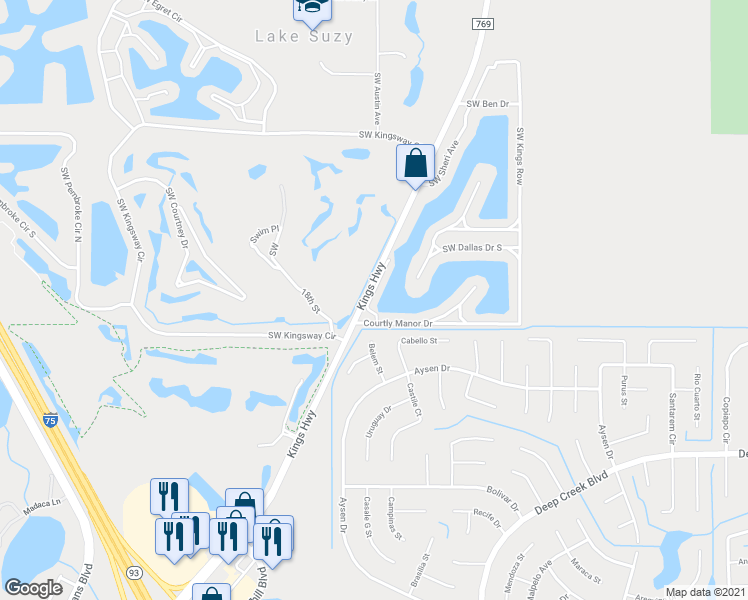 map of restaurants, bars, coffee shops, grocery stores, and more near 12942 Southwest Doug Drive in Lake Suzy