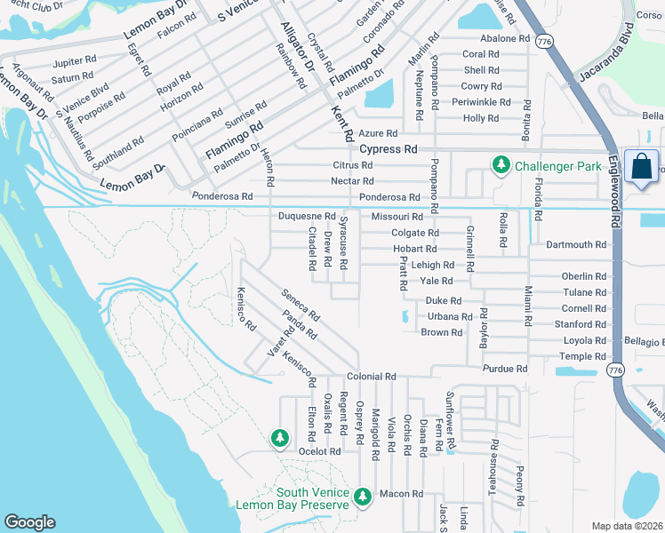 map of restaurants, bars, coffee shops, grocery stores, and more near 5355 Drew Road in Venice