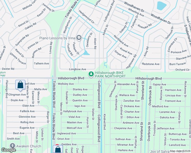 map of restaurants, bars, coffee shops, grocery stores, and more near 17525 Hillsborough Boulevard in Port Charlotte