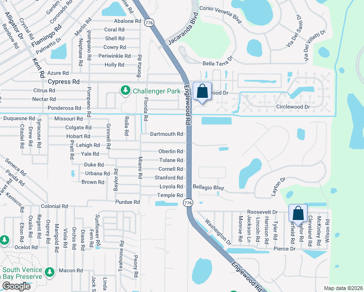 map of restaurants, bars, coffee shops, grocery stores, and more near 15 Clemson Road in Venice