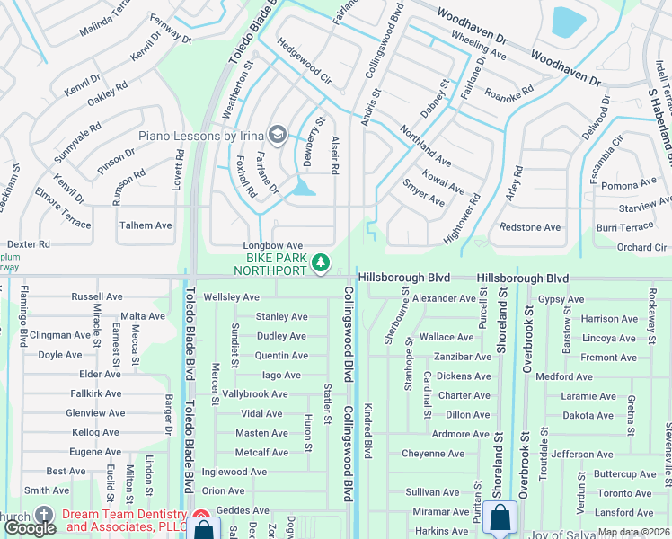 map of restaurants, bars, coffee shops, grocery stores, and more near 17525 Hillsborough Boulevard in Port Charlotte