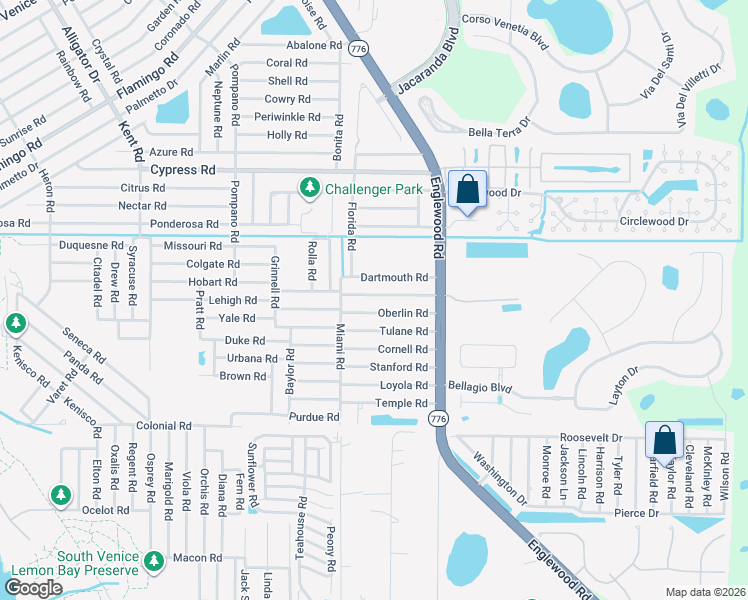 map of restaurants, bars, coffee shops, grocery stores, and more near 207 Clemson Road in Venice