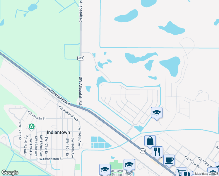 map of restaurants, bars, coffee shops, grocery stores, and more near 14368 Southwest Golf Club Drive in Indiantown