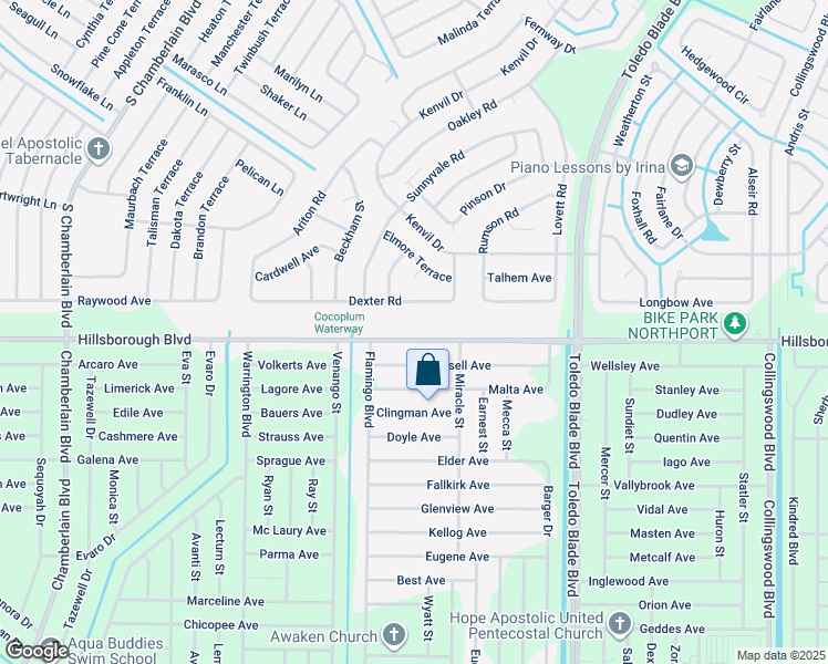 map of restaurants, bars, coffee shops, grocery stores, and more near 1304 Hillsborough Boulevard in North Port