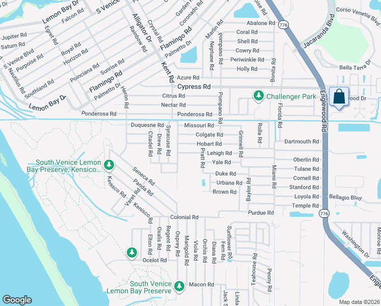 map of restaurants, bars, coffee shops, grocery stores, and more near 701 Lehigh Road in Venice