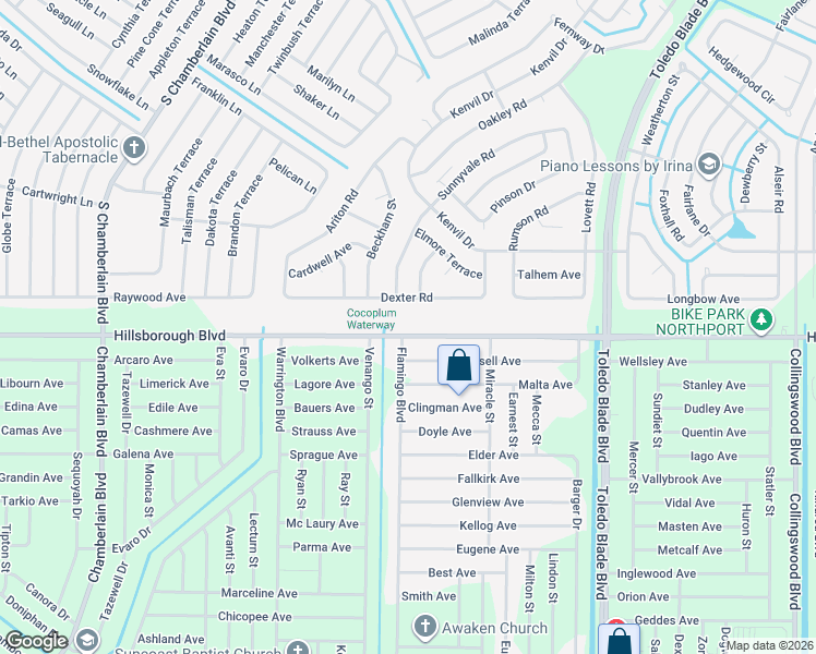 map of restaurants, bars, coffee shops, grocery stores, and more near 1376 Hillsborough Boulevard in North Port