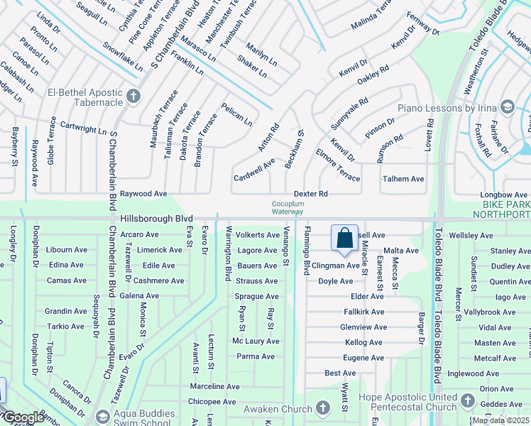 map of restaurants, bars, coffee shops, grocery stores, and more near 1502 Hillsborough Boulevard in North Port