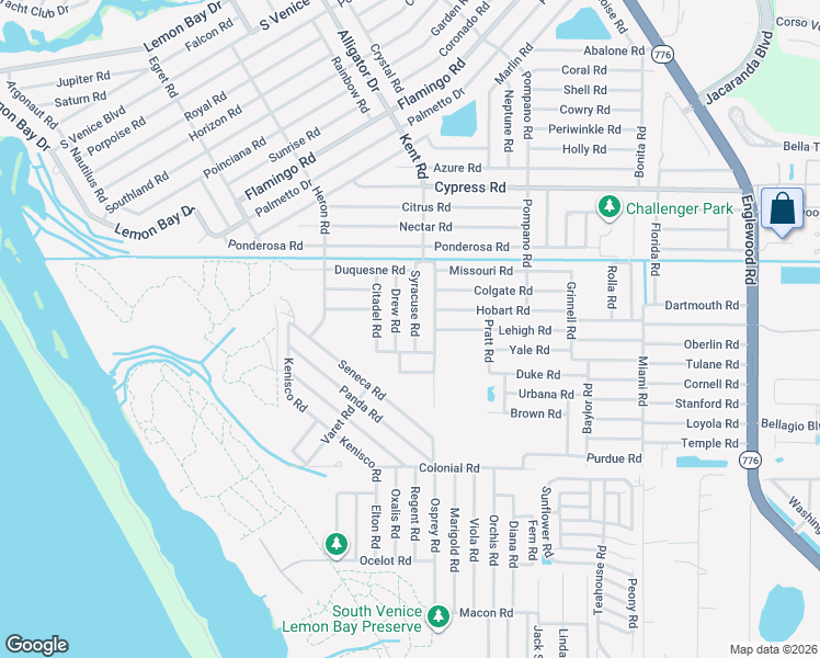 map of restaurants, bars, coffee shops, grocery stores, and more near 5355 Drew Road in Venice