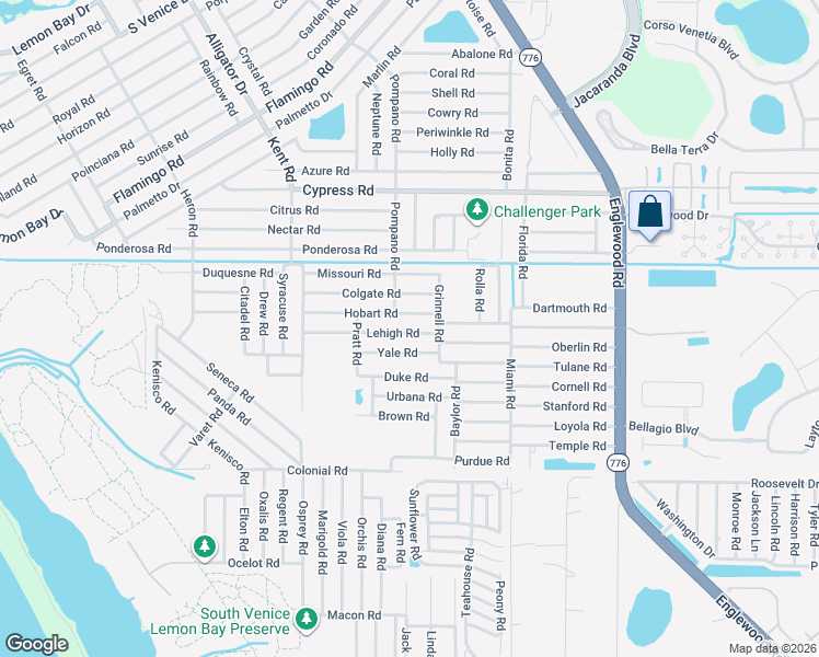 map of restaurants, bars, coffee shops, grocery stores, and more near 532 Lehigh Road in Venice