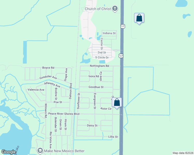 map of restaurants, bars, coffee shops, grocery stores, and more near 77 Evergreen Street in Punta Gorda