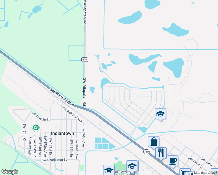 map of restaurants, bars, coffee shops, grocery stores, and more near 16216 Southwest Indianwood Circle in Indiantown