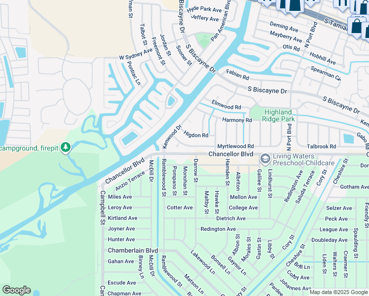 map of restaurants, bars, coffee shops, grocery stores, and more near 6833 Myrtlewood Road in North Port