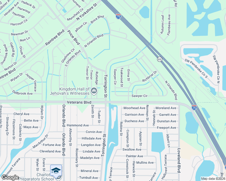 map of restaurants, bars, coffee shops, grocery stores, and more near 8350 Sawyer Circle in North Port