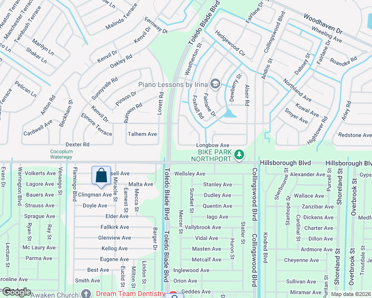 map of restaurants, bars, coffee shops, grocery stores, and more near 5382 Weatherton Street in North Port