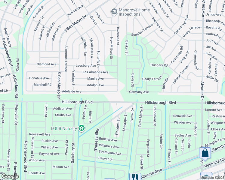 map of restaurants, bars, coffee shops, grocery stores, and more near 5110 Adelaide Avenue in North Port