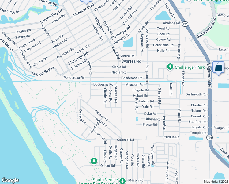 map of restaurants, bars, coffee shops, grocery stores, and more near 5247 Drew Road in Venice