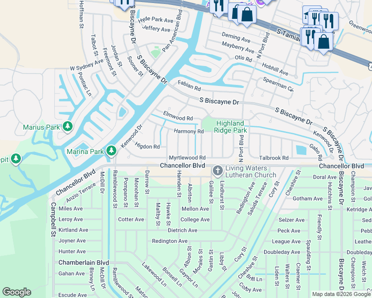map of restaurants, bars, coffee shops, grocery stores, and more near 7557 Lyncrest Street in North Port
