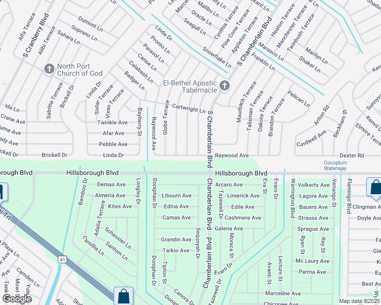 map of restaurants, bars, coffee shops, grocery stores, and more near 5466 Cornsilk Terrace in North Port