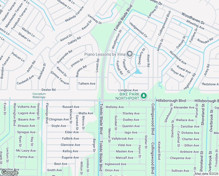 map of restaurants, bars, coffee shops, grocery stores, and more near 5382 Weatherton Street in North Port