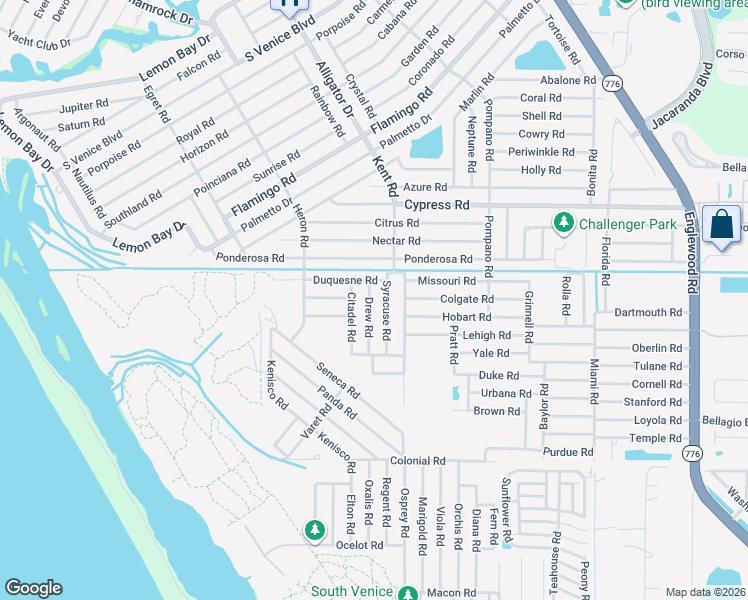 map of restaurants, bars, coffee shops, grocery stores, and more near 5247 Drew Road in Venice