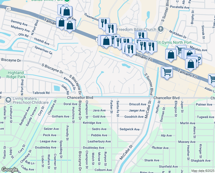 map of restaurants, bars, coffee shops, grocery stores, and more near 6848 Anapa Court in North Port