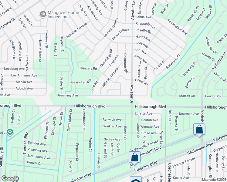 map of restaurants, bars, coffee shops, grocery stores, and more near 4867 England Avenue in North Port