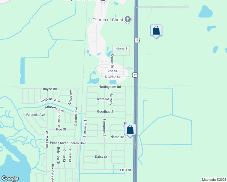 map of restaurants, bars, coffee shops, grocery stores, and more near 71 Vine Circle in Punta Gorda