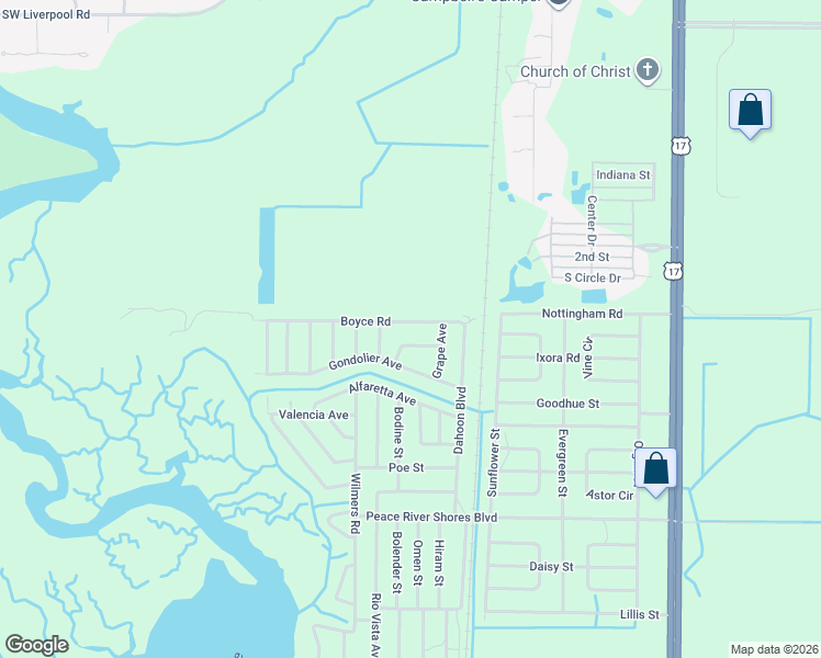 map of restaurants, bars, coffee shops, grocery stores, and more near 29197 Boyce Road in Punta Gorda