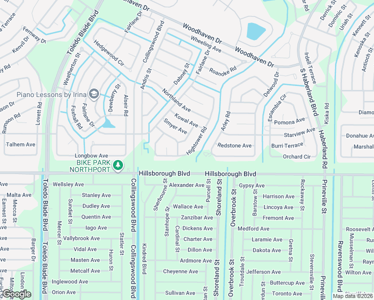 map of restaurants, bars, coffee shops, grocery stores, and more near 5163 Hightower Road in North Port