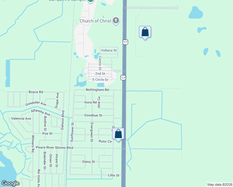 map of restaurants, bars, coffee shops, grocery stores, and more near 23 Vine Circle in Punta Gorda