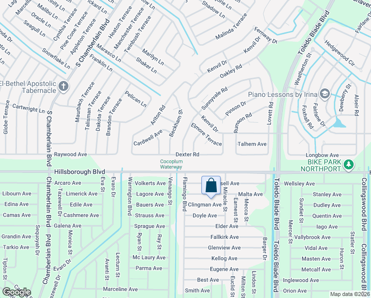 map of restaurants, bars, coffee shops, grocery stores, and more near 5674 Sunnyvale Road in North Port