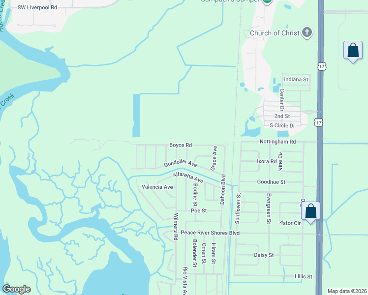 map of restaurants, bars, coffee shops, grocery stores, and more near 21 Rickel Avenue in Punta Gorda
