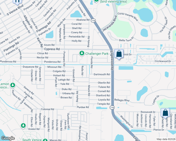 map of restaurants, bars, coffee shops, grocery stores, and more near 5231 Albion Road in Venice