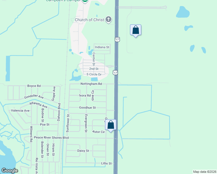 map of restaurants, bars, coffee shops, grocery stores, and more near 23 Vine Circle in Punta Gorda